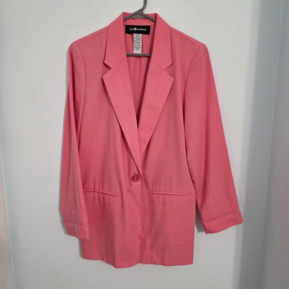 Sag Harbor Pink Single Button Blazer Jacket Vintage Style Size 8 343000KH